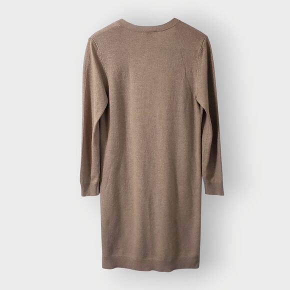 Theory Womens Cashmere Longlined Button Front Cardigan Oatmeal Sz Small *FLAW* - Picture 6 of 14